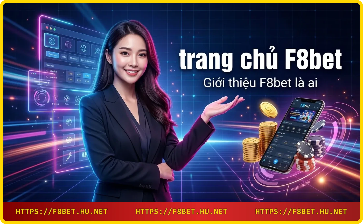 Sản phẩm F8bet - biểu tượng bóng đá, chip casino, slot machine và xổ số.